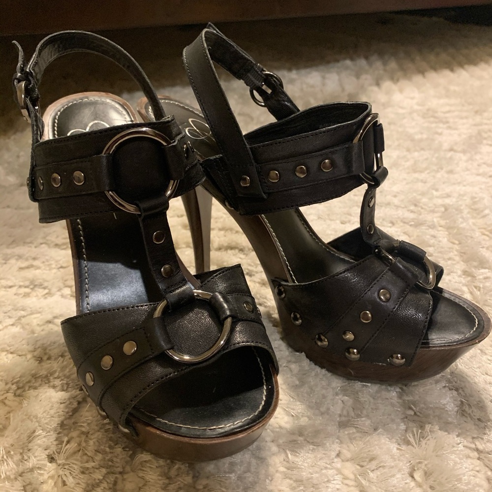 Jessica Simpson black studded heels